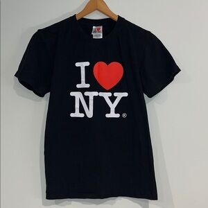 I LOVE NY Classic Black Short Sleeve Cotton Graphic Tee Unisex Small